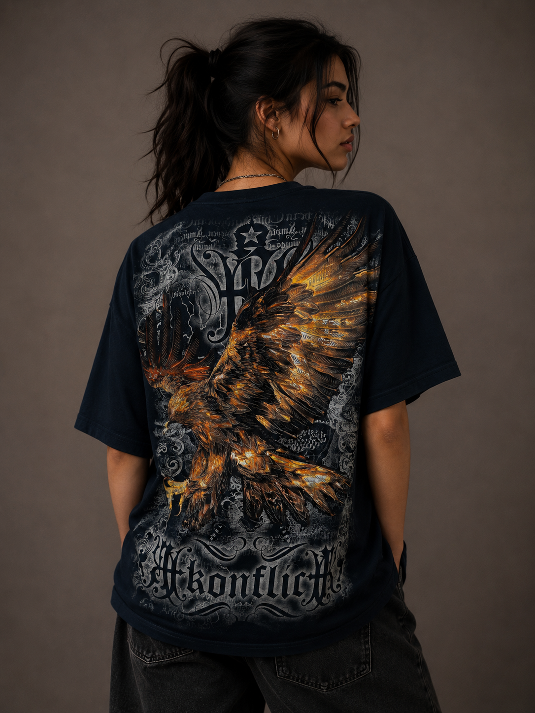 Konflic Men's Golden Eagle Crew Neck – MMA Graphic T-Shirt