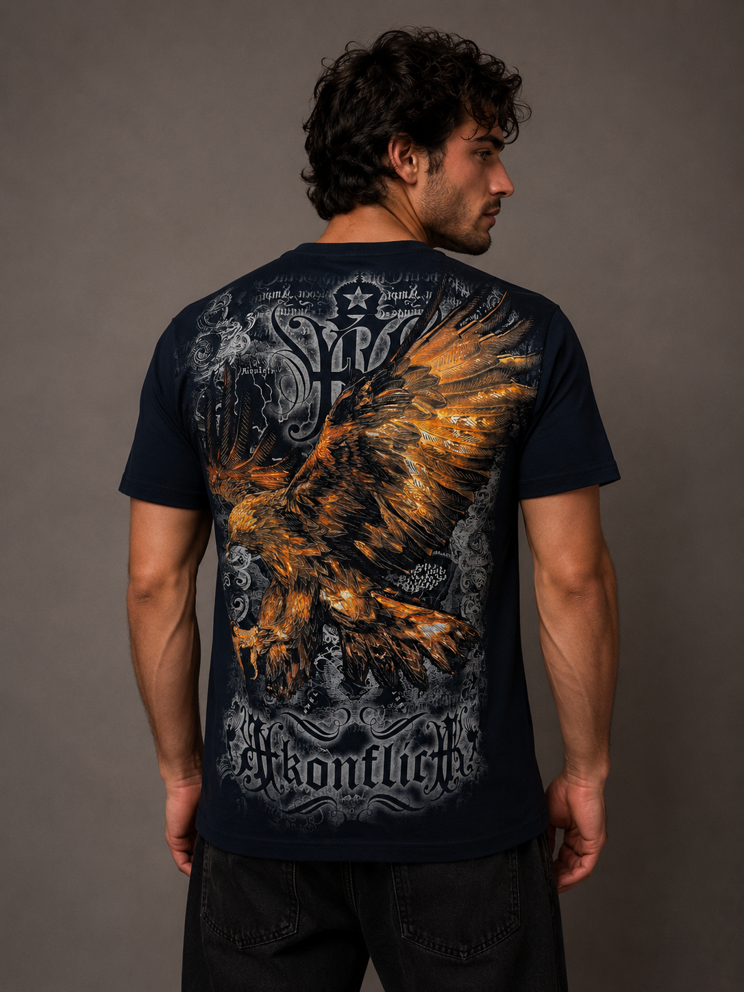 Konflic Soaring Golden Eagle Graphic T Shirt