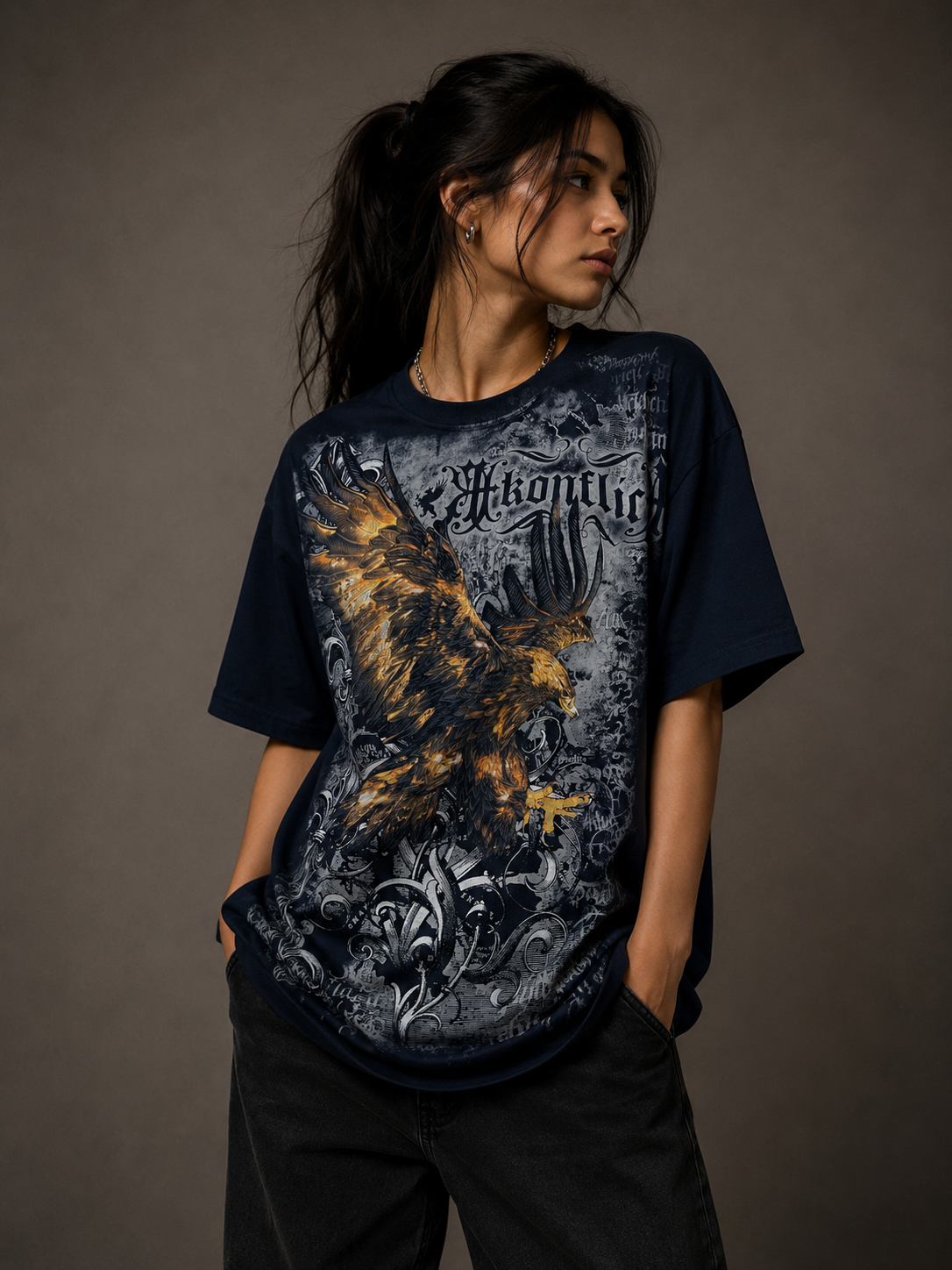 Konflic Soaring Golden Eagle Graphic T Shirt
