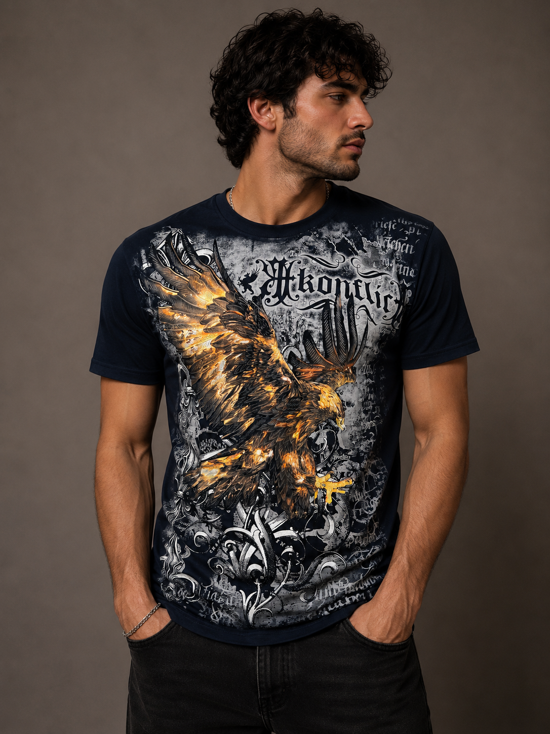 Konflic Soaring Golden Eagle Graphic T Shirt