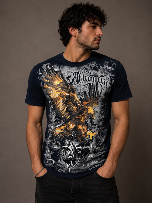 Konflic Soaring Golden Eagle Graphic T Shirt