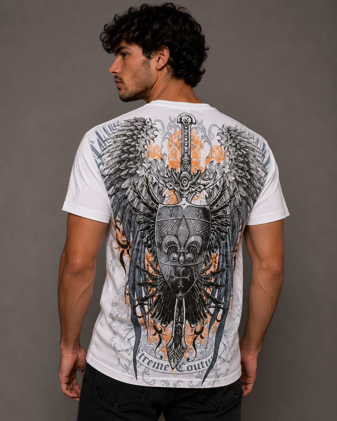 Konflic Justice Wings Swords and Shield Graphic T Shirt
