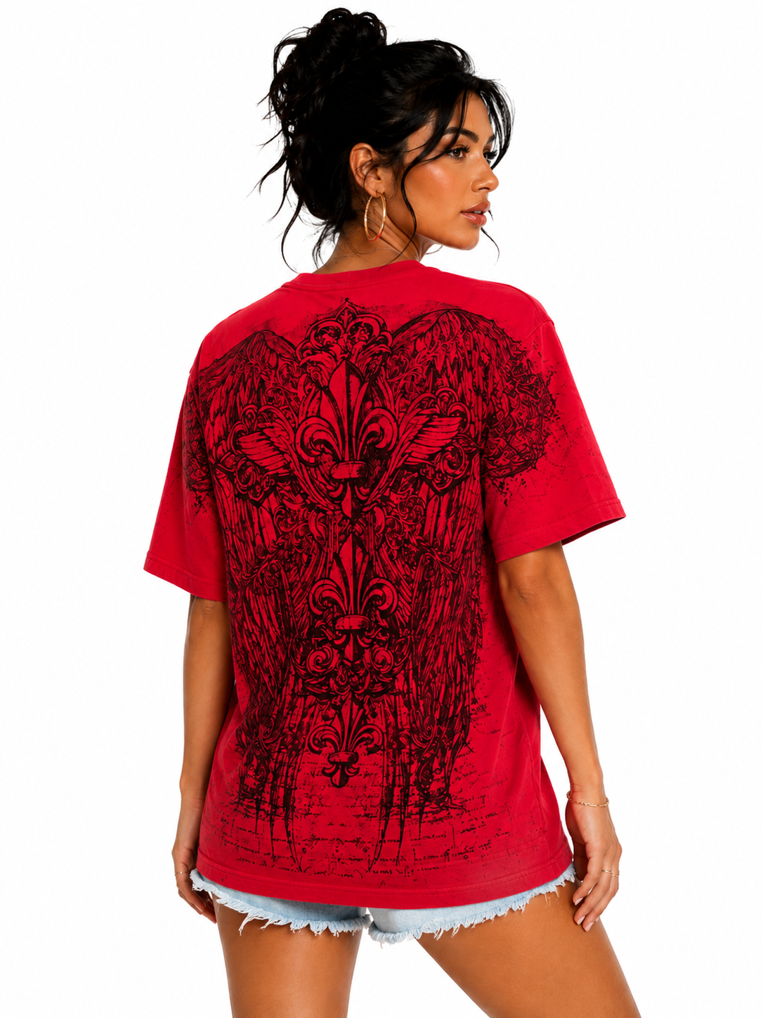 Konflic Men's Winged Fleur-De-Lis with Cross Graphic T Shirt