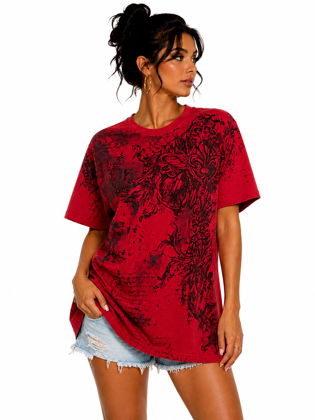 Konflic Men's Winged Fleur-De-Lis with Cross Graphic T Shirt
