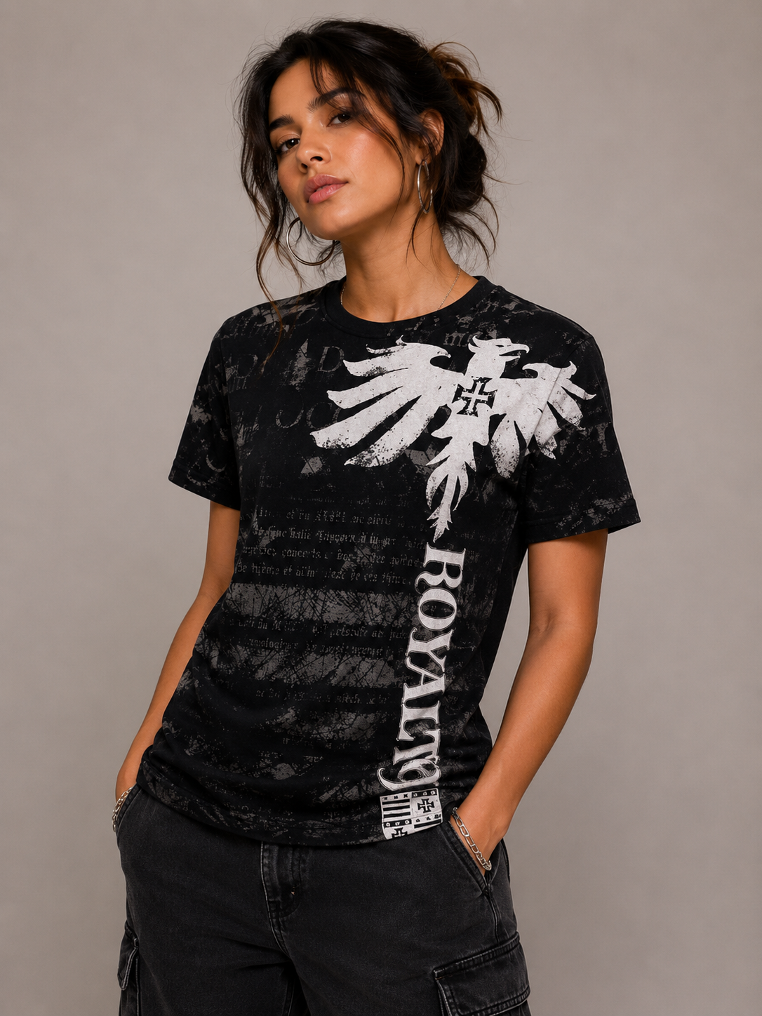 Konflic Royalty Falcon with Cross Graphic T-Shirt