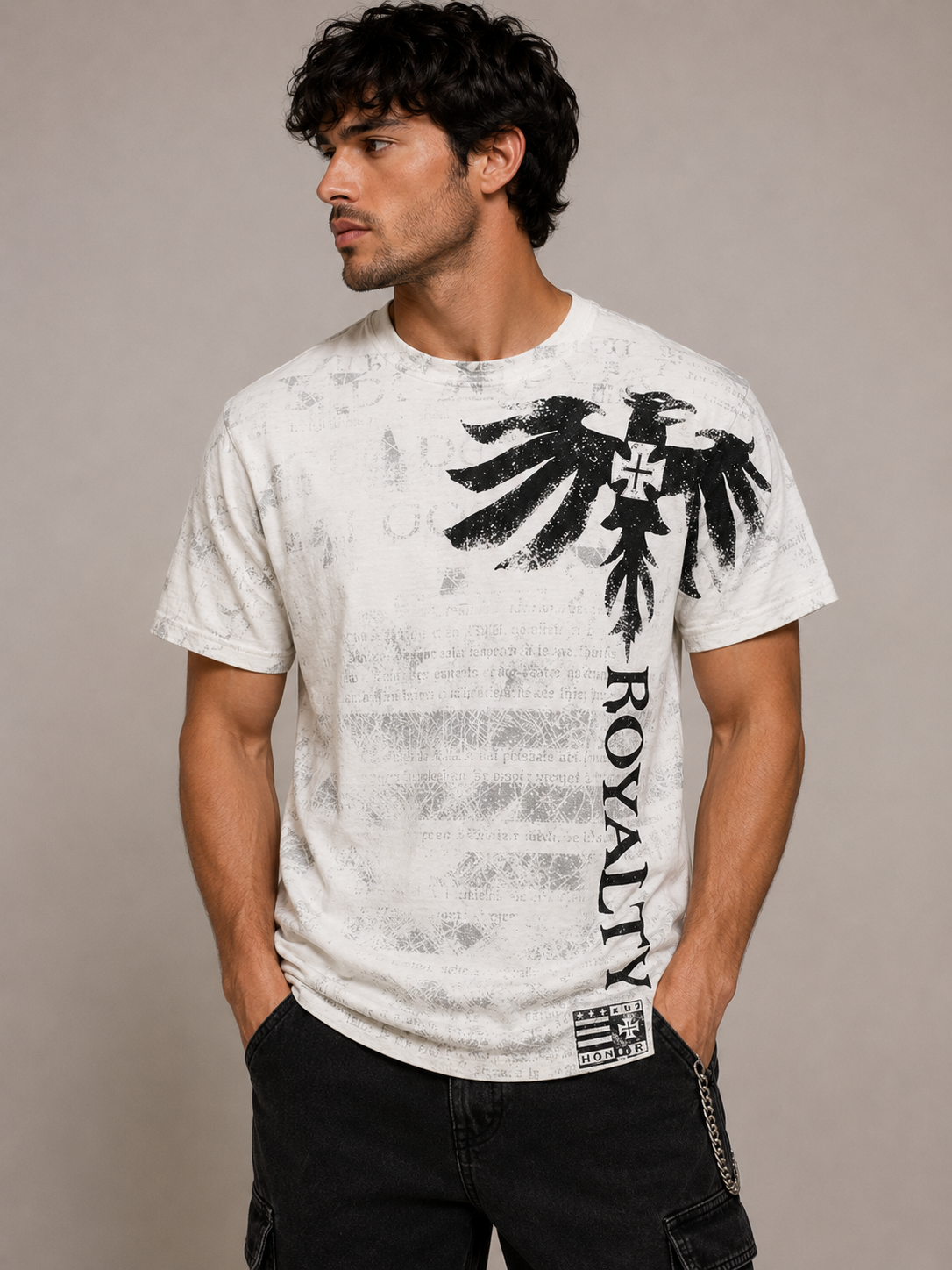 Konflic Royalty Falcon with Cross Graphic T-Shirt
