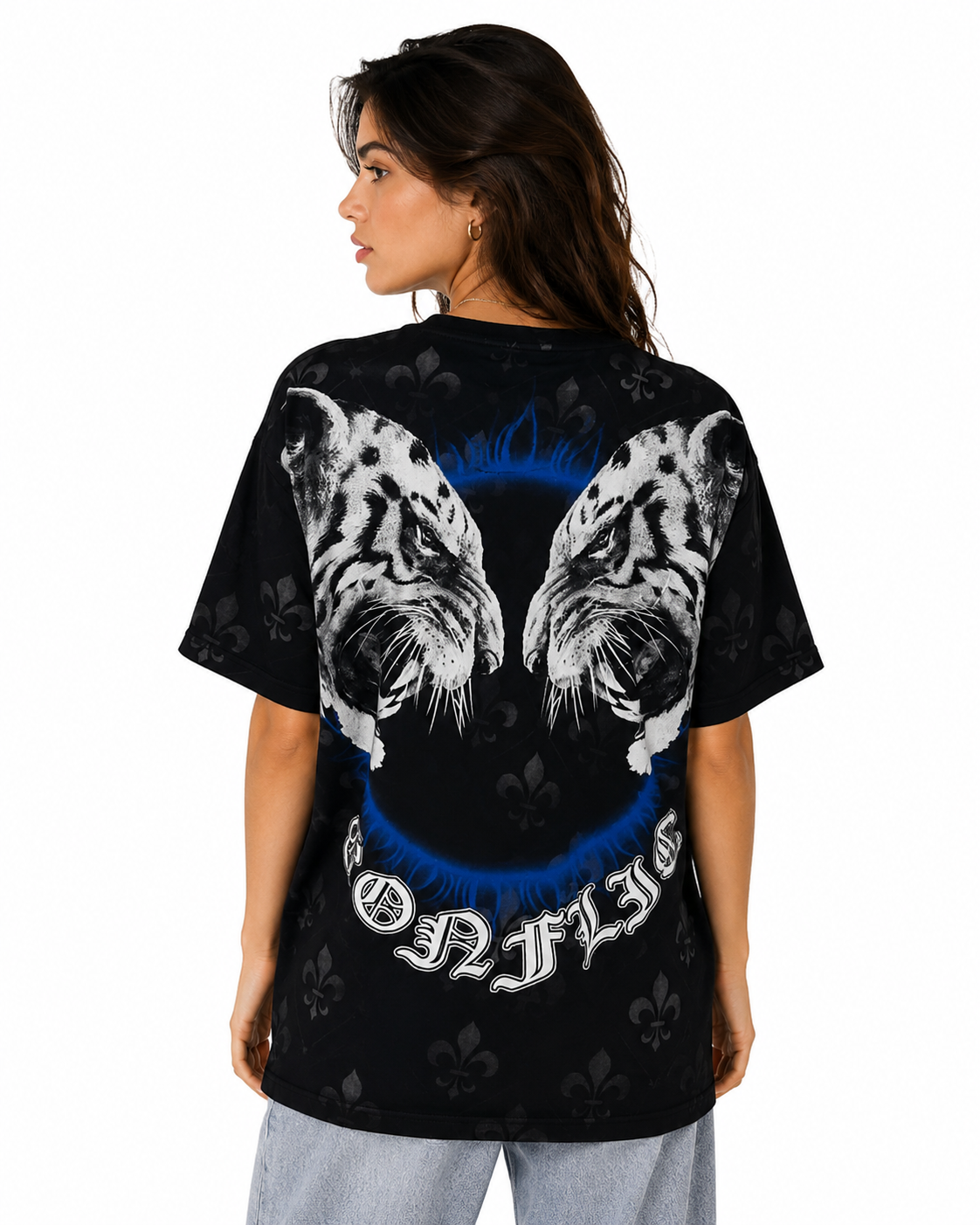 Konflic Imperial Crest with White Tiger Graphic All Over Print Men's T-Shirt