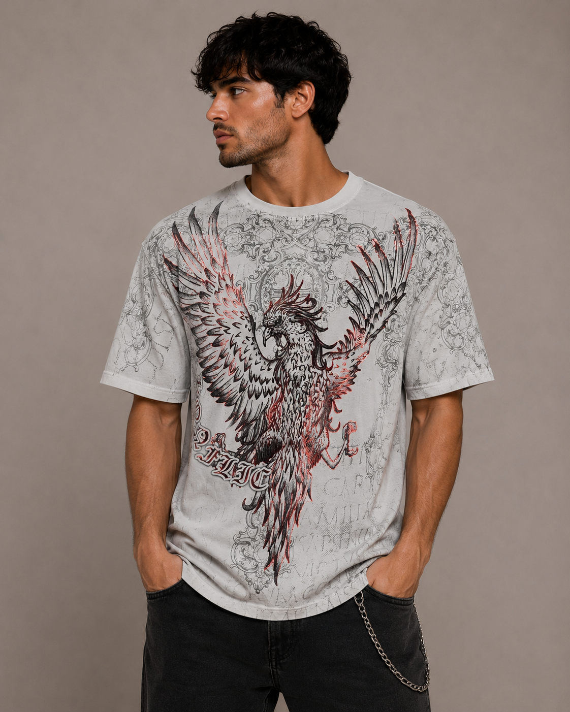 Konflic Rising Mythical Phoenix Graphic All Over Print T-Shirt