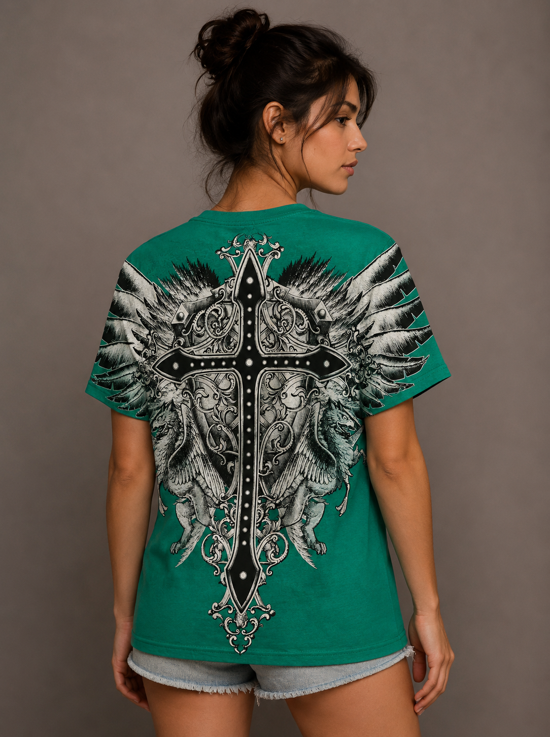 Konflic Giant Cross and Shield Graphic T Shirt
