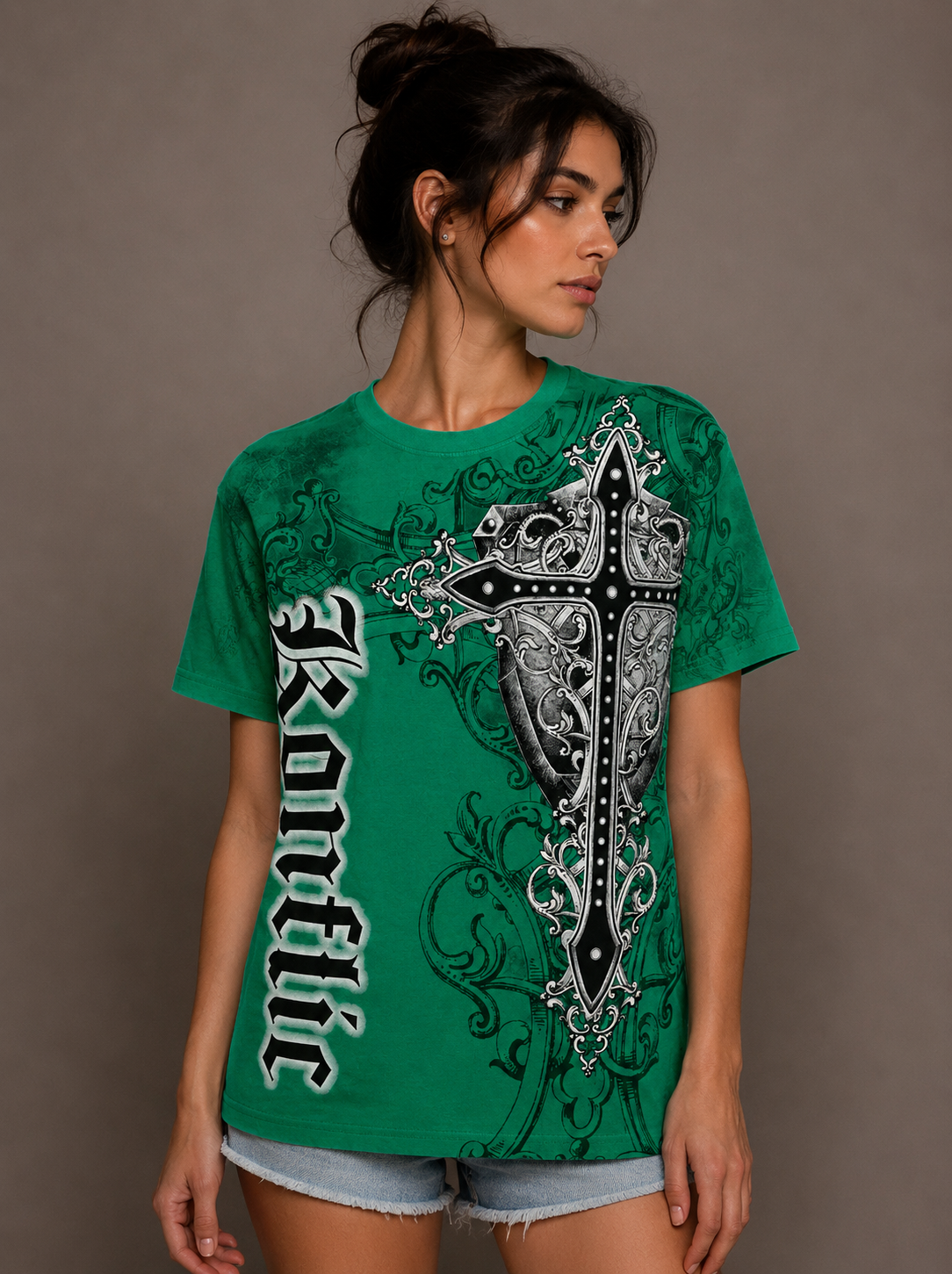 Konflic Giant Cross and Shield Graphic T Shirt