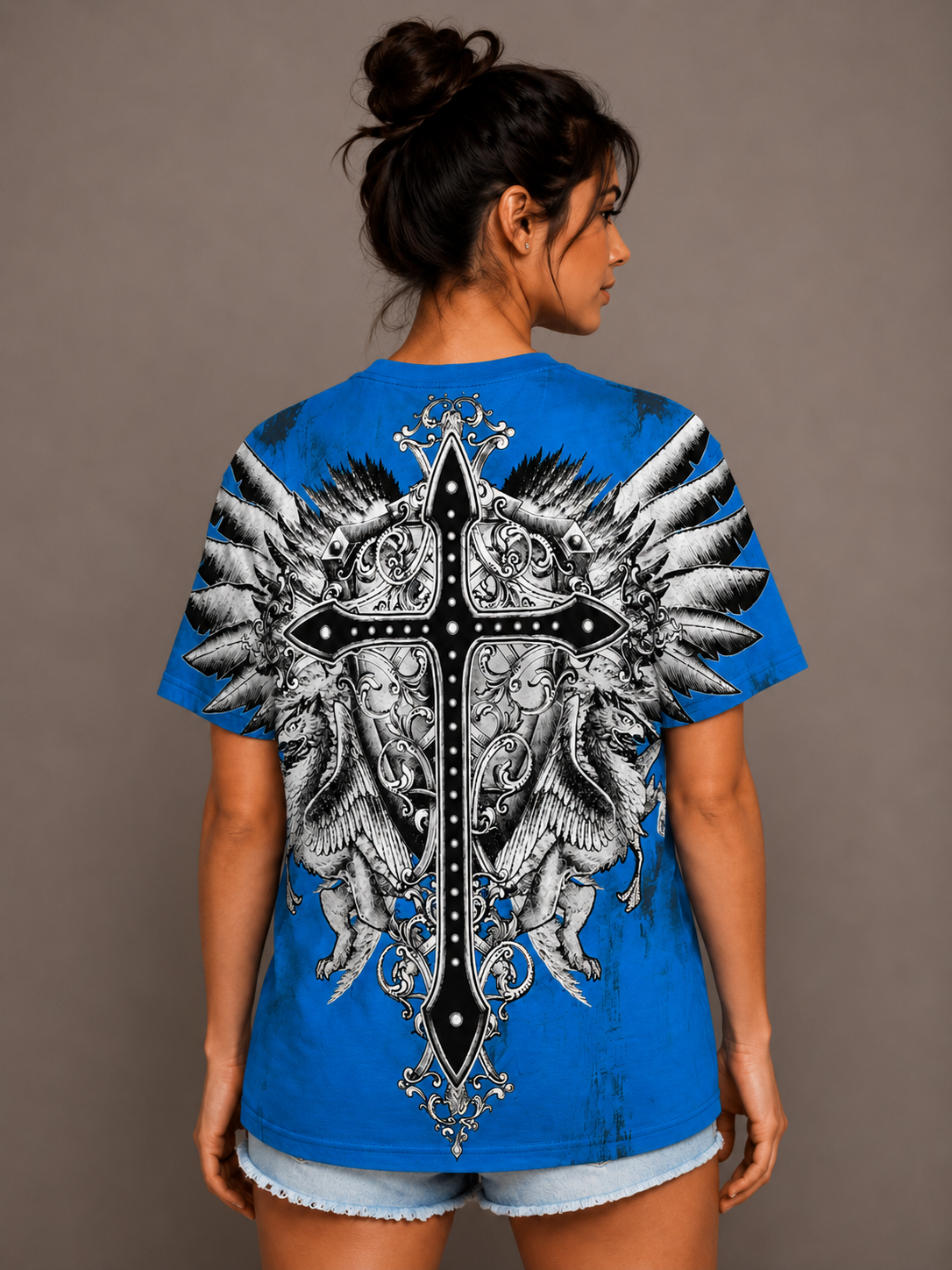 Konflic Giant Cross and Shield Graphic T Shirt