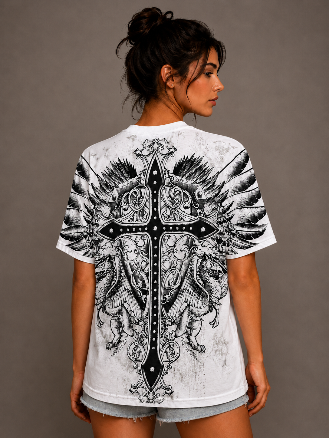 Konflic Giant Cross and Shield Graphic T Shirt