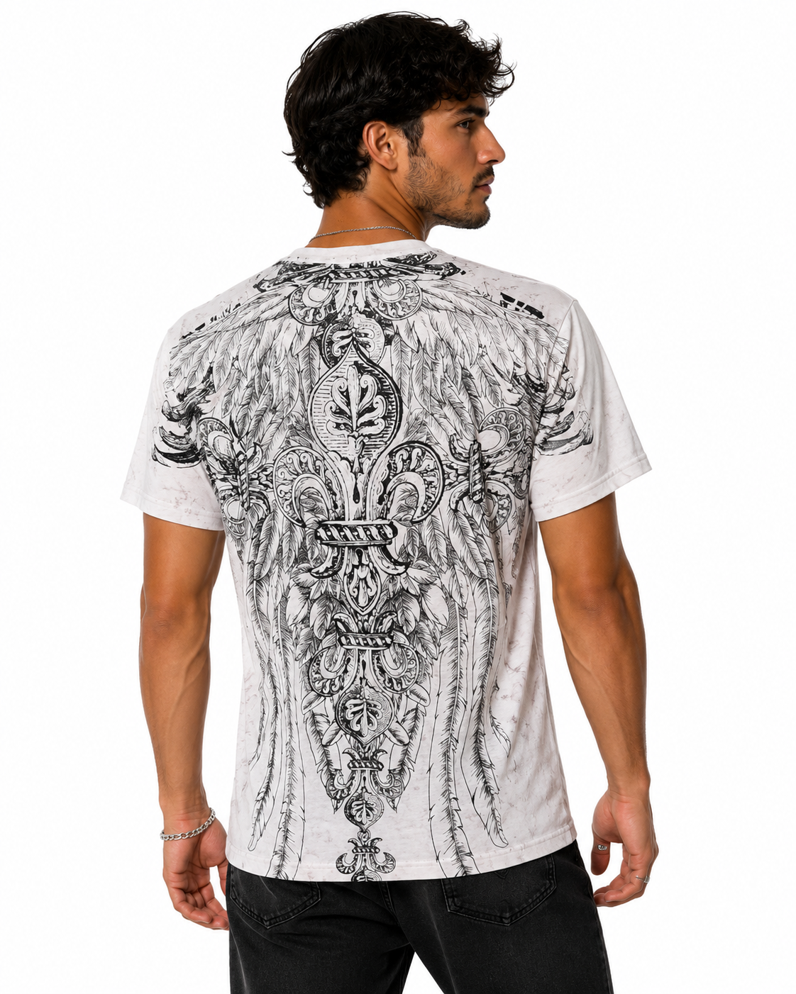 Konflic Men's Fleur-De-Lis Shield Graphic All Over Print T-Shirt