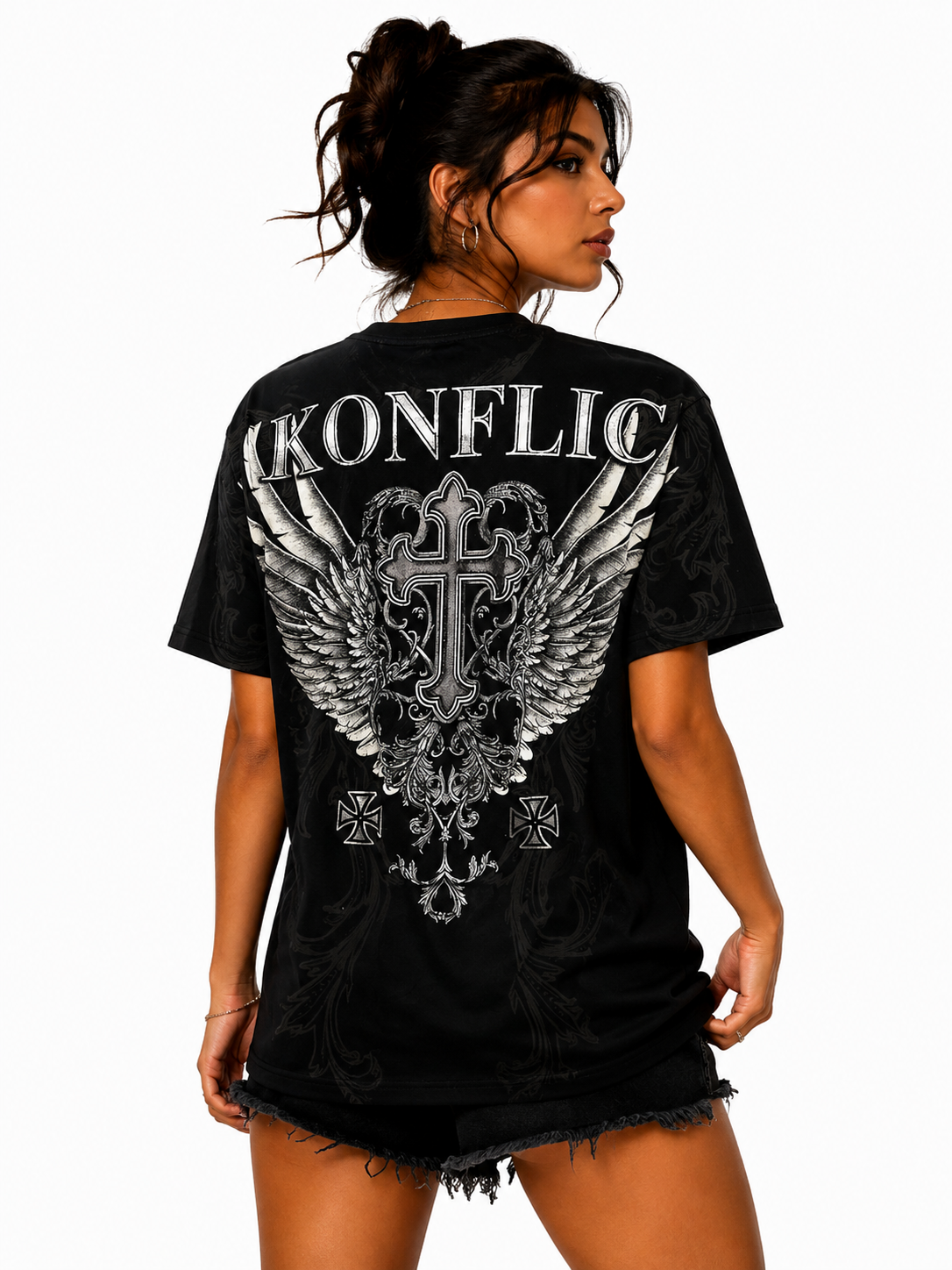 Cross Wing MMA T Shirt – KonflicUSA Graphic Crew Neck Tee for Men