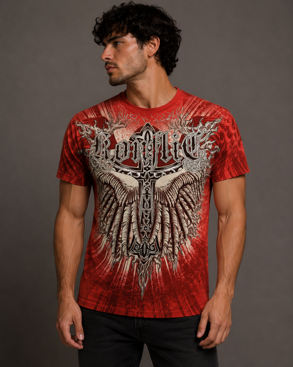 Konflic Light of the Sword and Cross Graphic T Shirt
