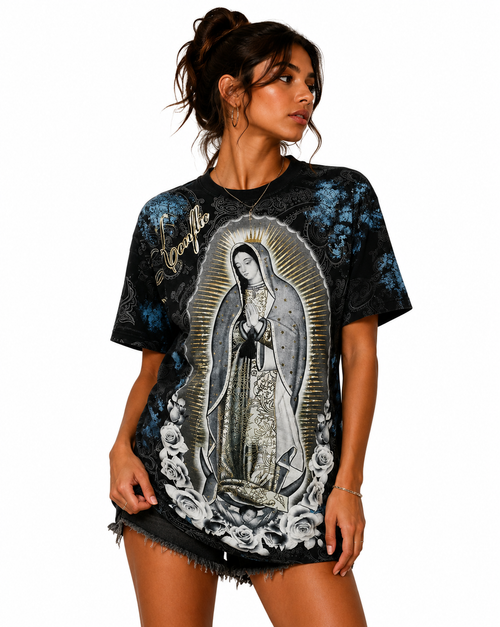 Konflic Men's Our Lady of Guadalupe Virgin Mary All Over Print T-Shirt