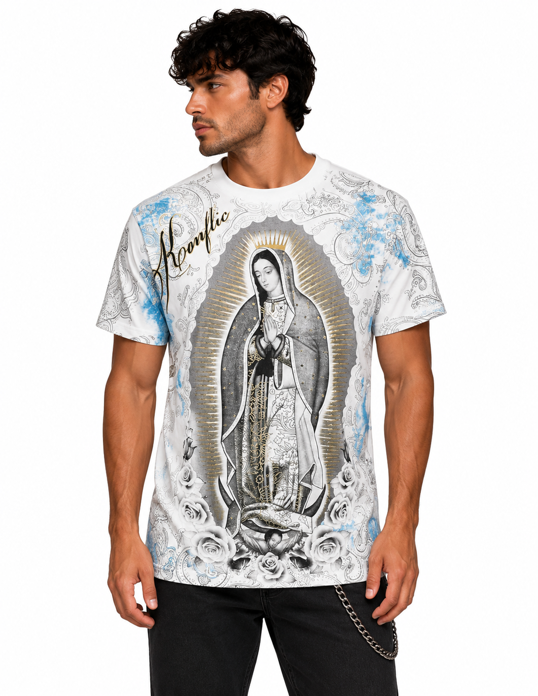 Konflic Men's Our Lady of Guadalupe Virgin Mary All Over Print T-Shirt