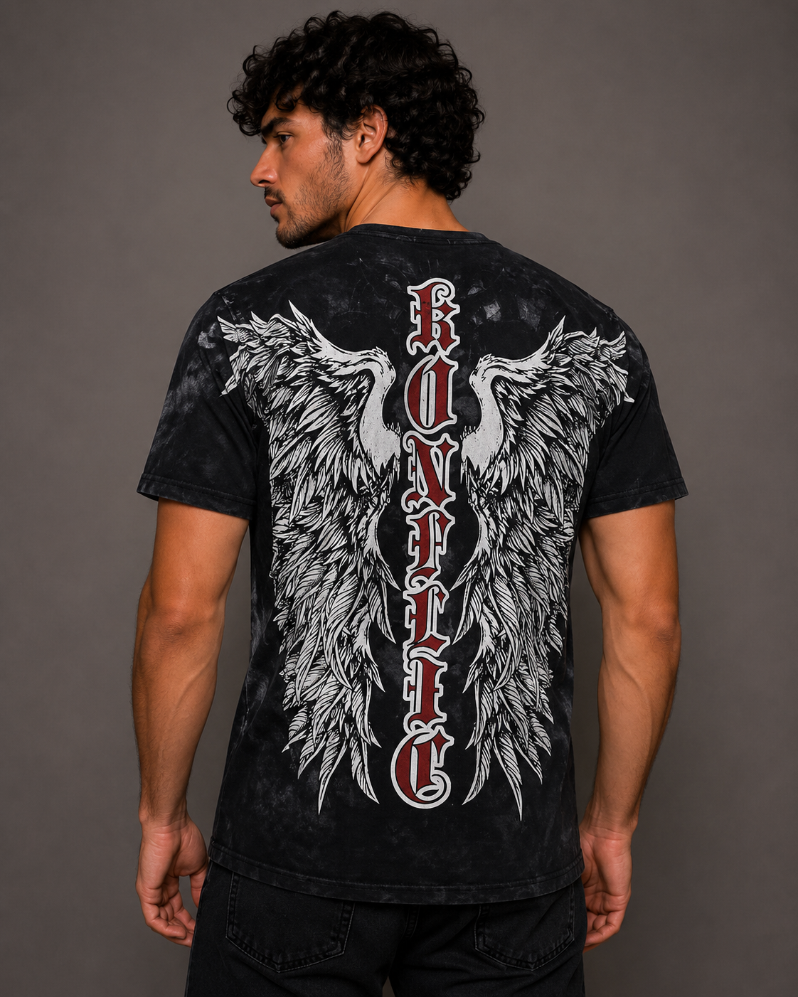 Konflic The Crusader Red Cross and Wings Graphic T Shirt