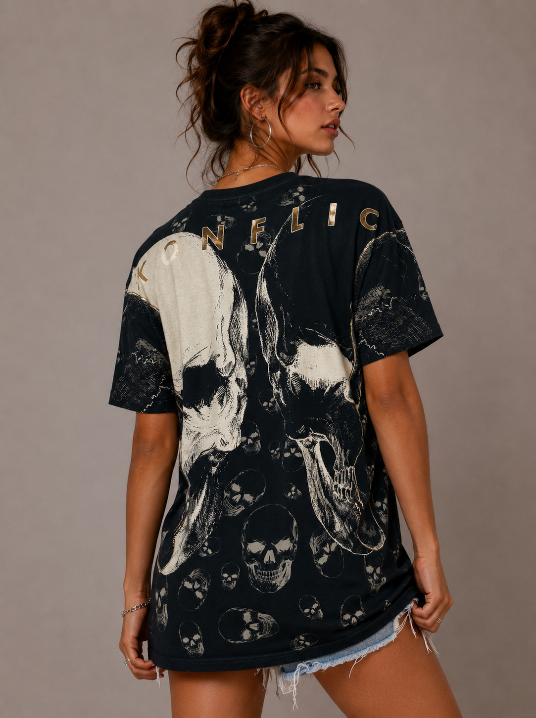 Konflic Massive Retro Skulls Graphic T Shirt