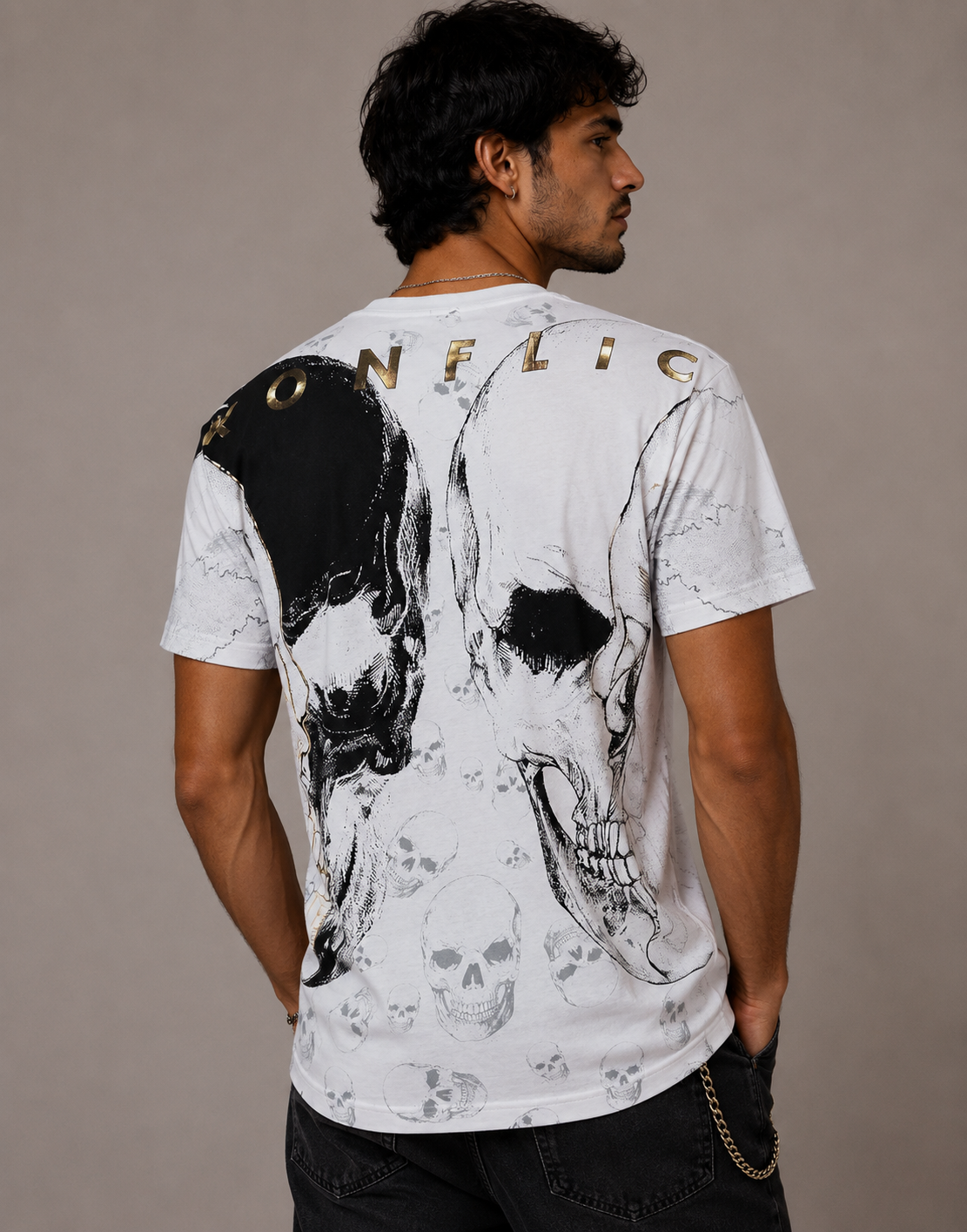 Konflic Massive Retro Skulls Graphic T Shirt