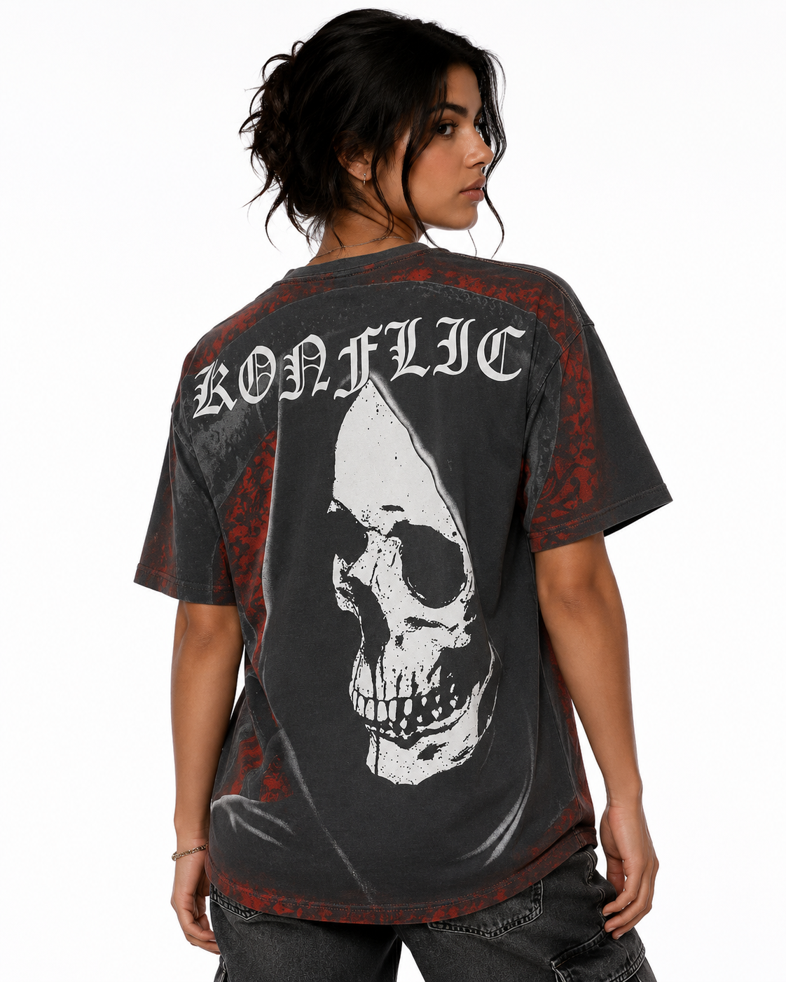 Konflic Men's Grim Reaper Scythe Graphic All Over Print T-Shirt "Gold Foil"