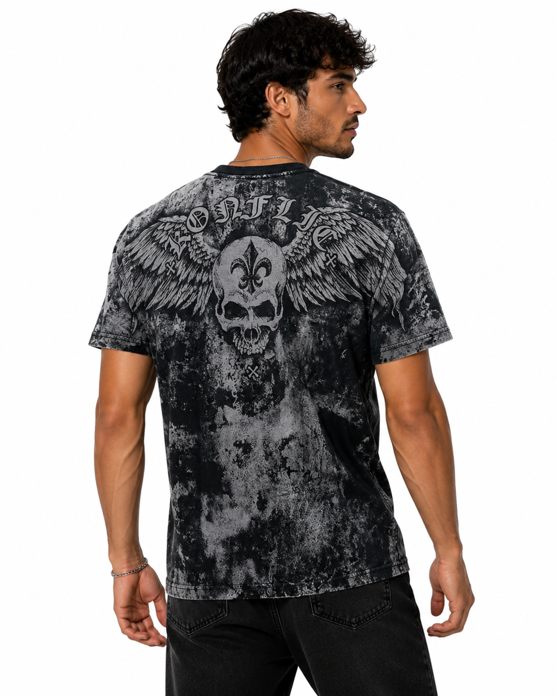 Konflic Reaper Skull Cross MMA Style Graphic T-Shirt