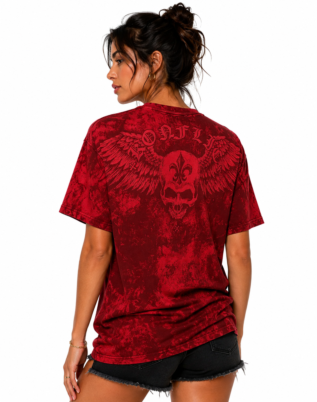 Konflic Reaper Skull Cross MMA Style Graphic T-Shirt
