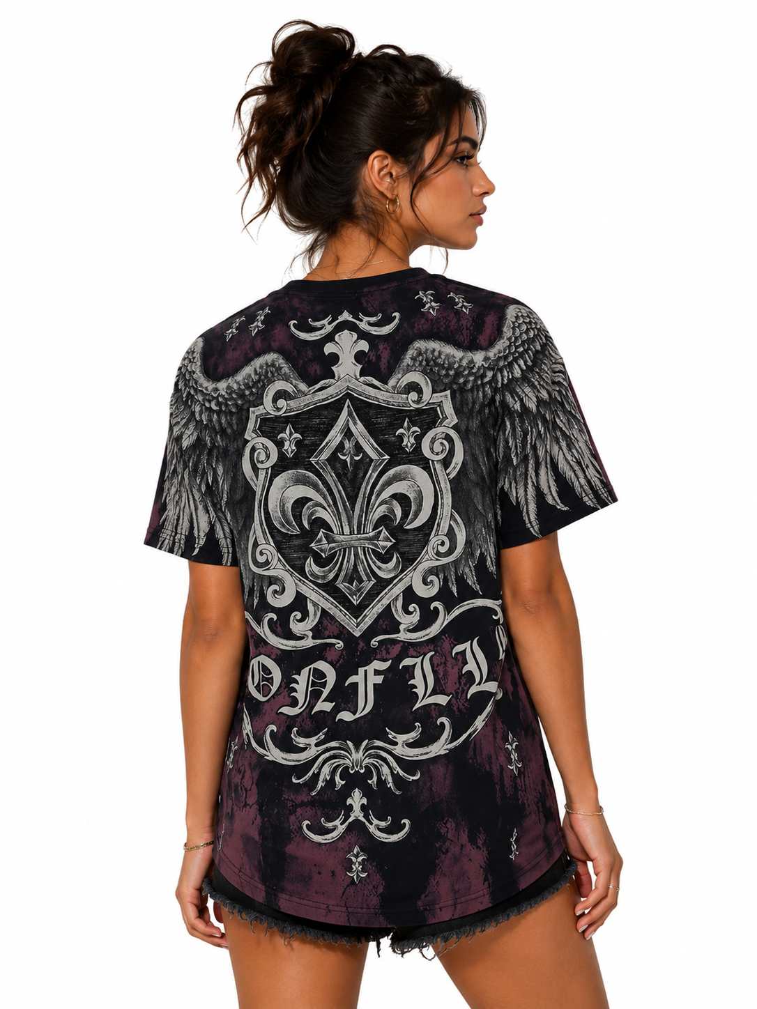 Konflic Royal Guard Shield & Eagle Wings Graphic All Over Print Men's T-Shirt "Gold Foil"