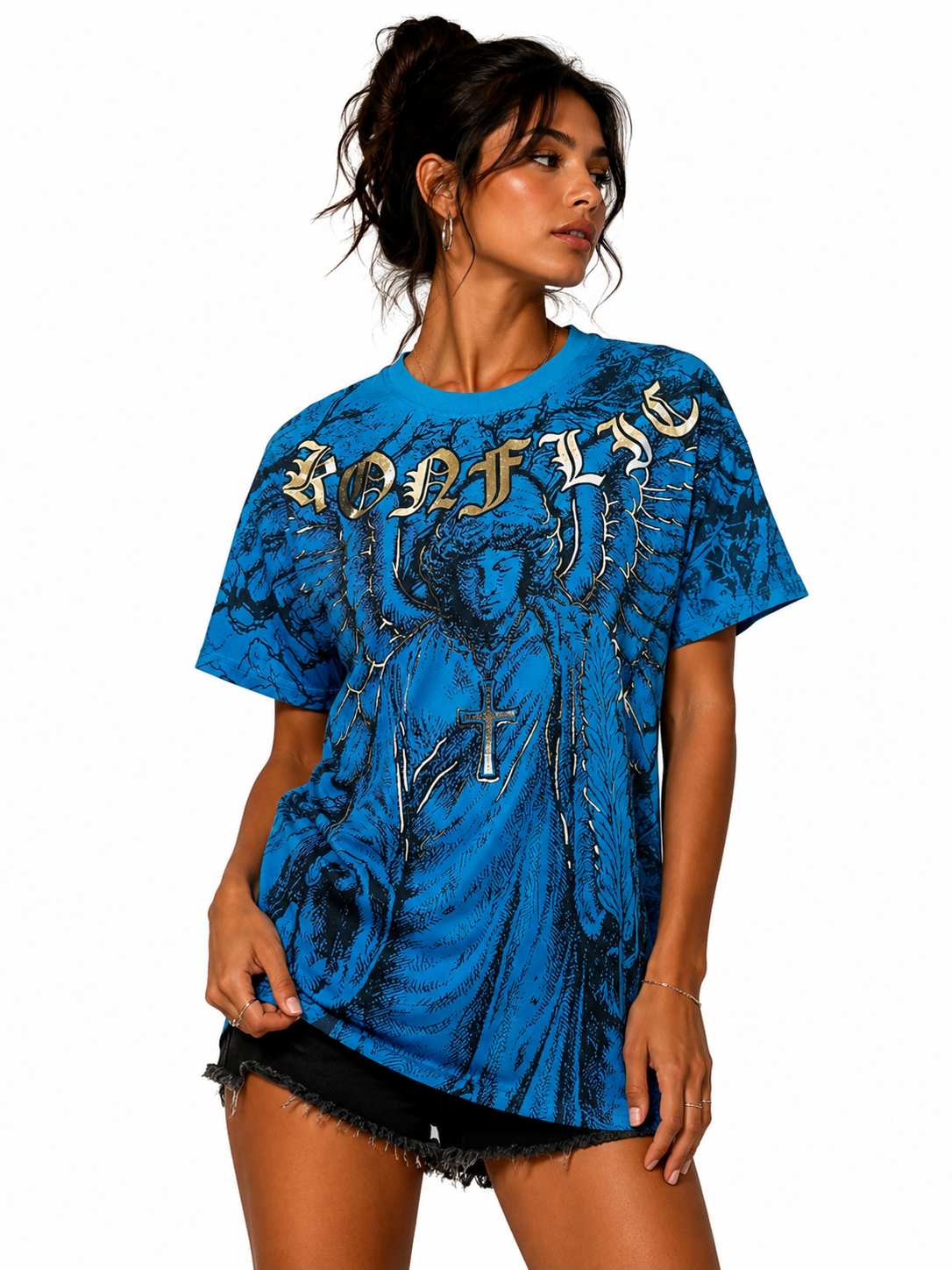 Konflic Archangel & Divine Wings Graphic All Over Print Men's T-Shirt "Gold / Silver Foil"