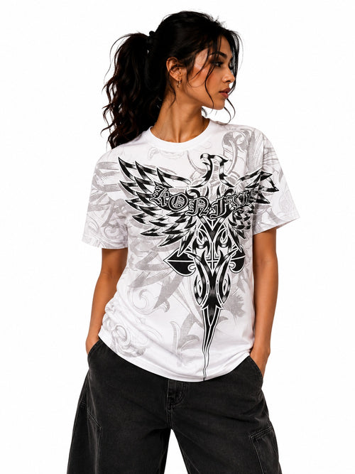 Konflic Fear Less Imperial Eagle All Over Print Graphic Men's T-Shirt "Silver Foil"