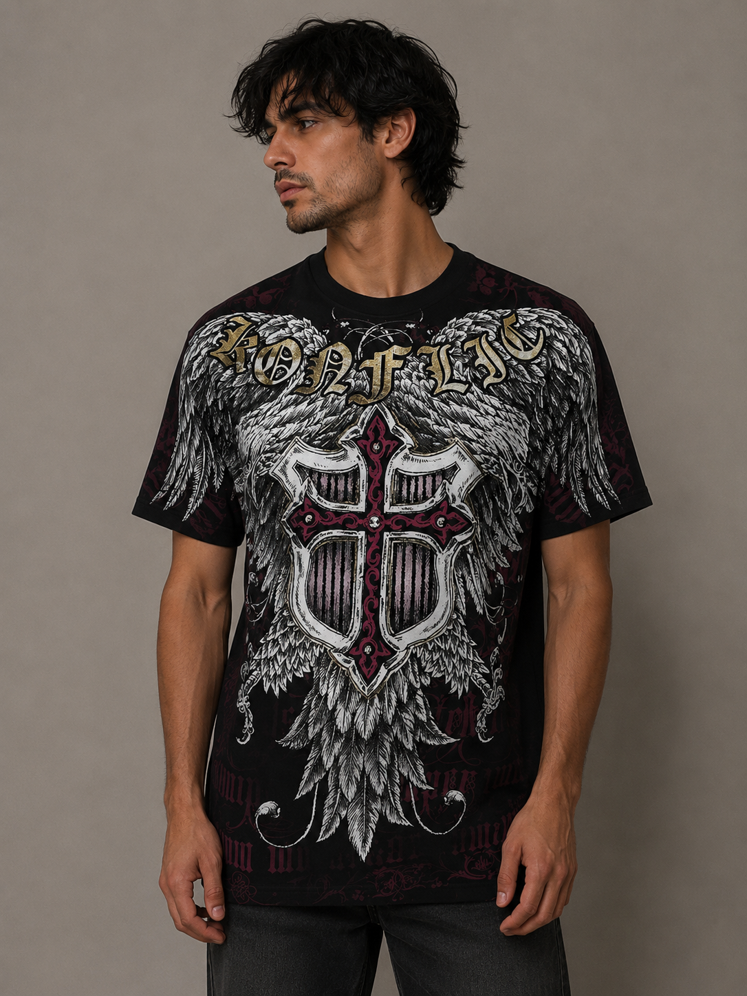 Konflic NWT Red Shield Soaring Eagle Men's T-Shirt