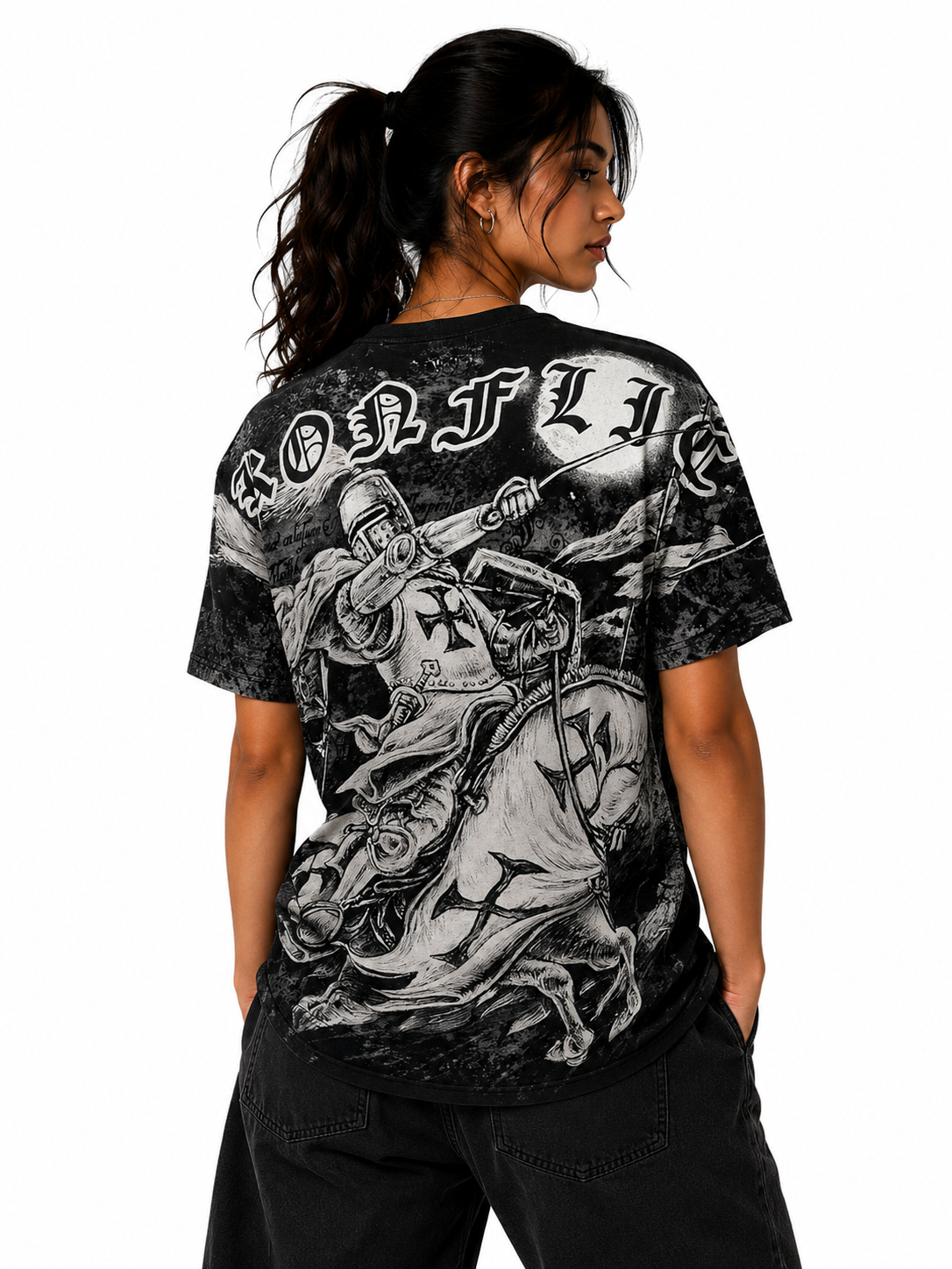 Konflic Mighty Crusader Knight Graphic Men's T Shirt "Gold Foil"
