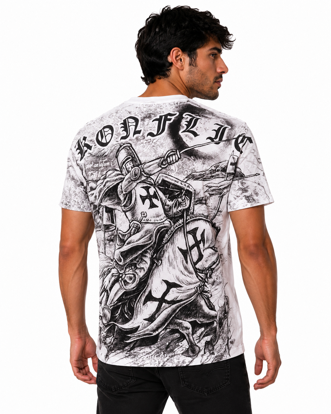 Konflic Mighty Crusader Knight Graphic Men's T Shirt "Gold Foil"