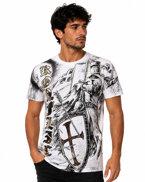 Konflic Mighty Crusader Knight Graphic Men's T Shirt "Gold Foil"