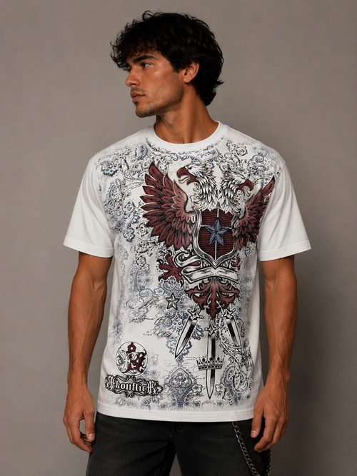 Konflic Headed Screaming Eagle Shield Graphic T Shirt