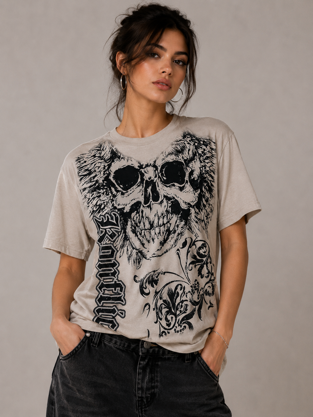 Konflic Dust of the Skull with wings and thorns Graphic T Shirts