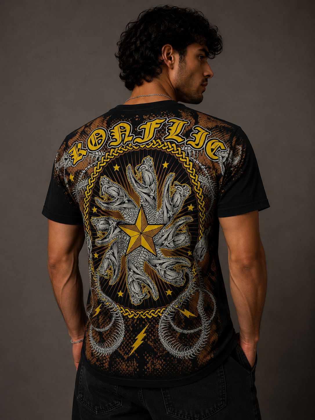 Konflic Hydra Crest Star Medieval Graphic Tee