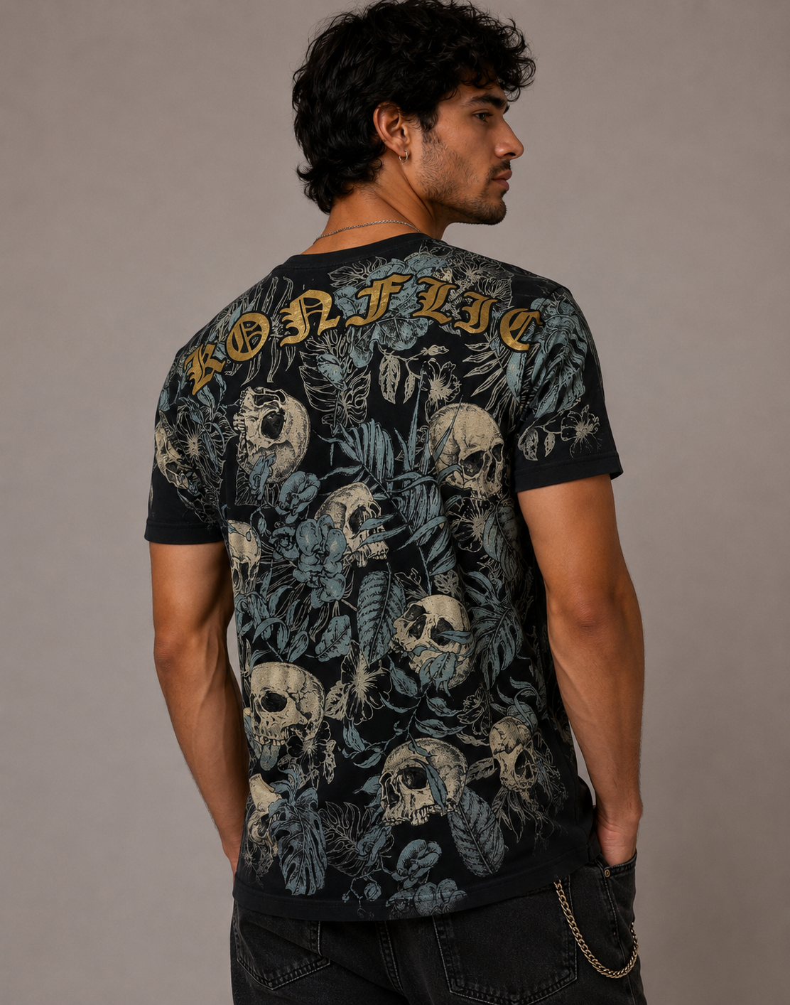 Konflic Gothic Eden of Midnight Bloom Skulls Graphic Tees