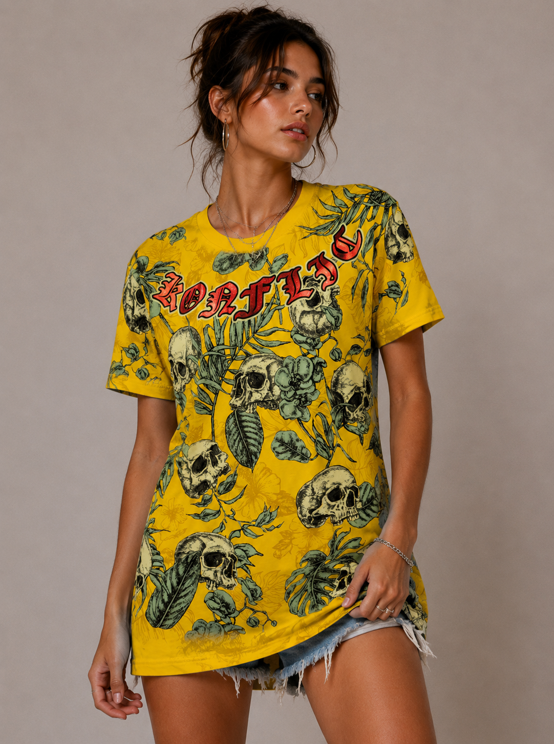 Konflic Gothic Eden of Midnight Bloom Skulls Graphic Tees