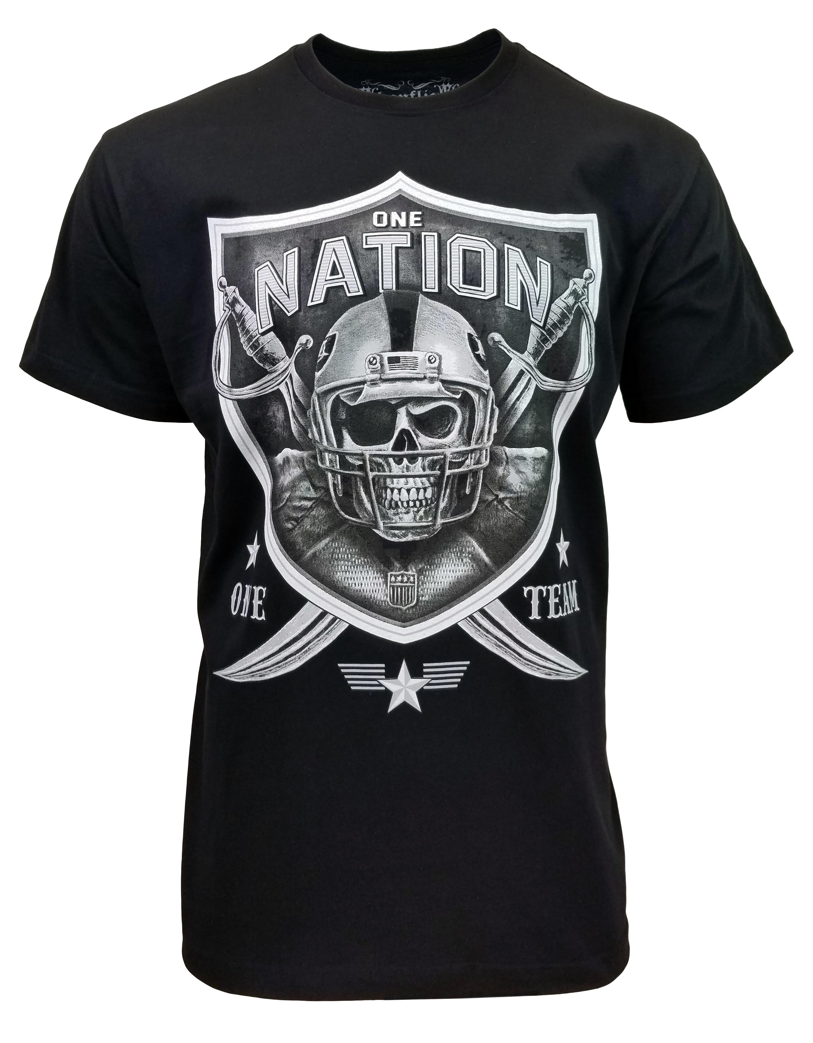One Nation One Team Pirate Skeleton Football Fan art Graphic T Shirt
