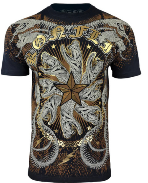 T-shirt with intricate design featuring stars and patterns on a white background