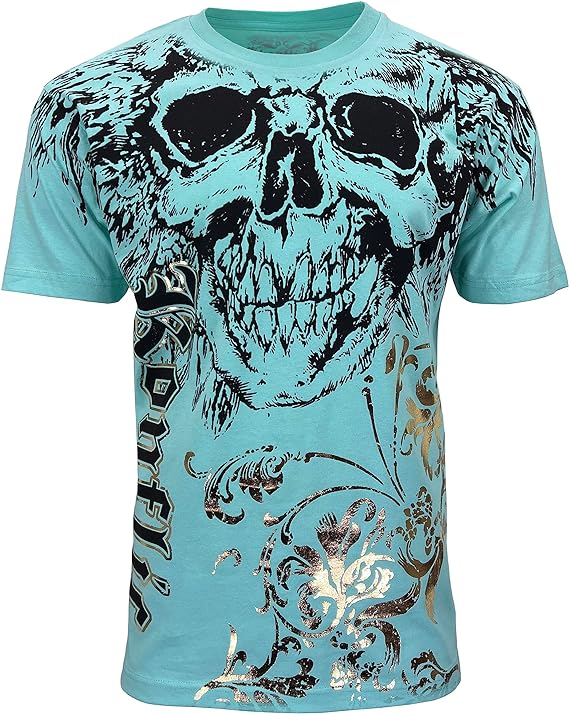 MMA Style Crew Neck T-Shirts Half Sleeve Liquid Blue Shirt