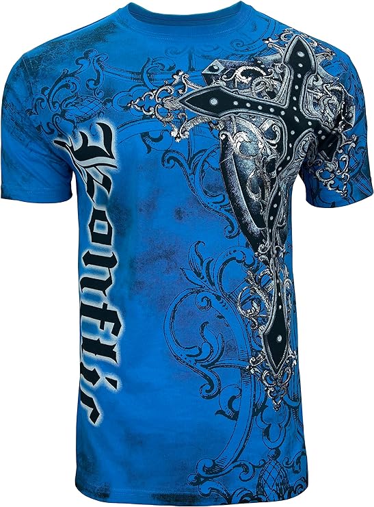 MMA Style Crew Neck T-Shirts Half Sleeve Liquid Blue T Shirt