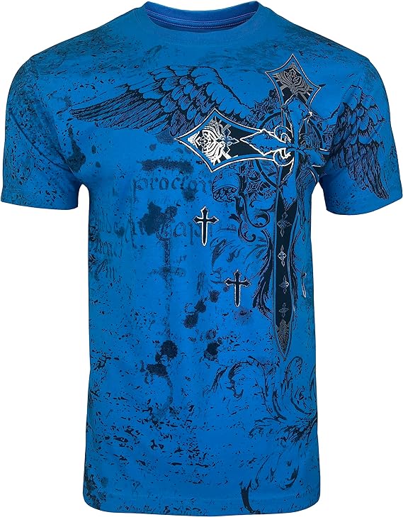 MMA Style Crew Neck T-Shirts Half Sleeve Liquid Blue T Shirts