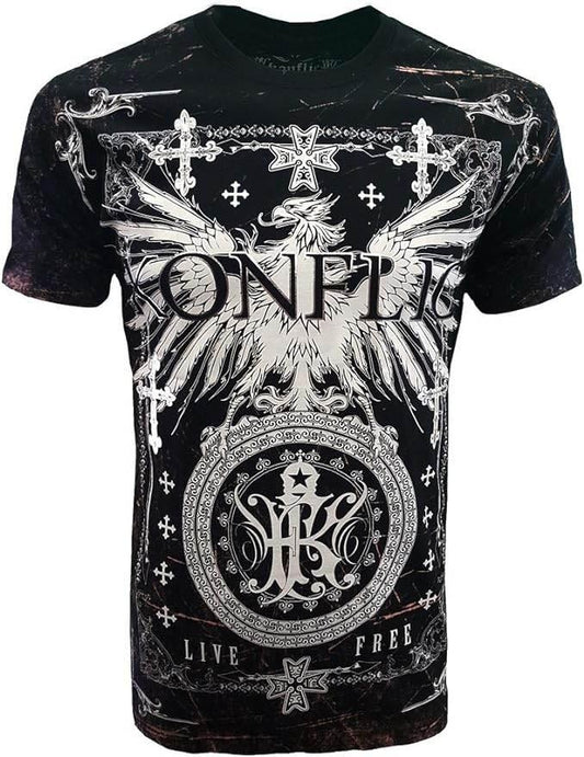 MMA Style Crew Neck Live Free T-Shirts - Konflic USA