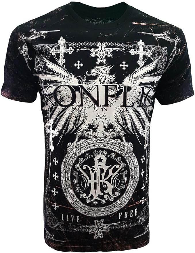 MMA Style Crew Neck Live Free T-Shirts - Konflic USA