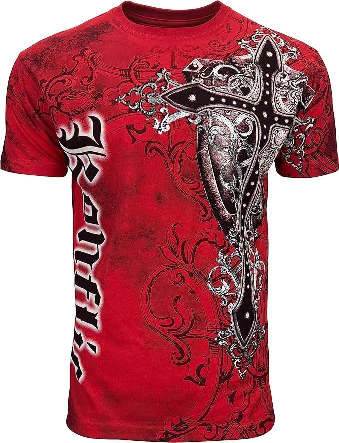 MMA Style Crew Neck Multi Color Cross T-Shirts - Konflic USA
