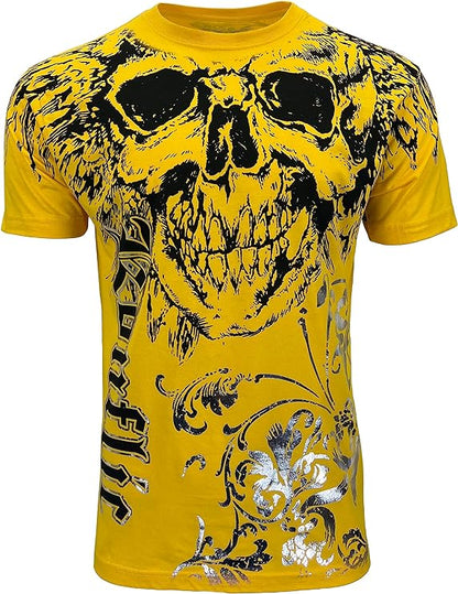 MMA Style Crew Neck T-Shirts Half Sleeve Yellow Color
